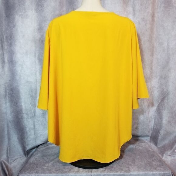 Shein Yellow V-Neck Button Front Blouse Sz 5XL - Picture 4 of 6